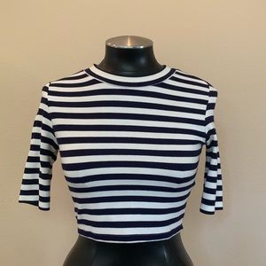 Divided Striped Crop Top
